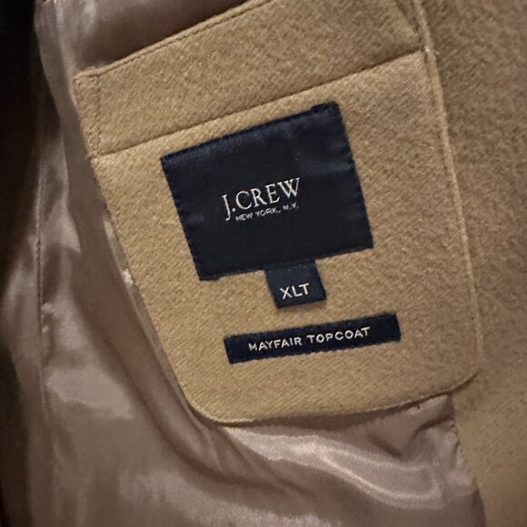 JCrew Men's Overcoat Tan XL Tall Mayfair Topcoat - Picture 3 of 5